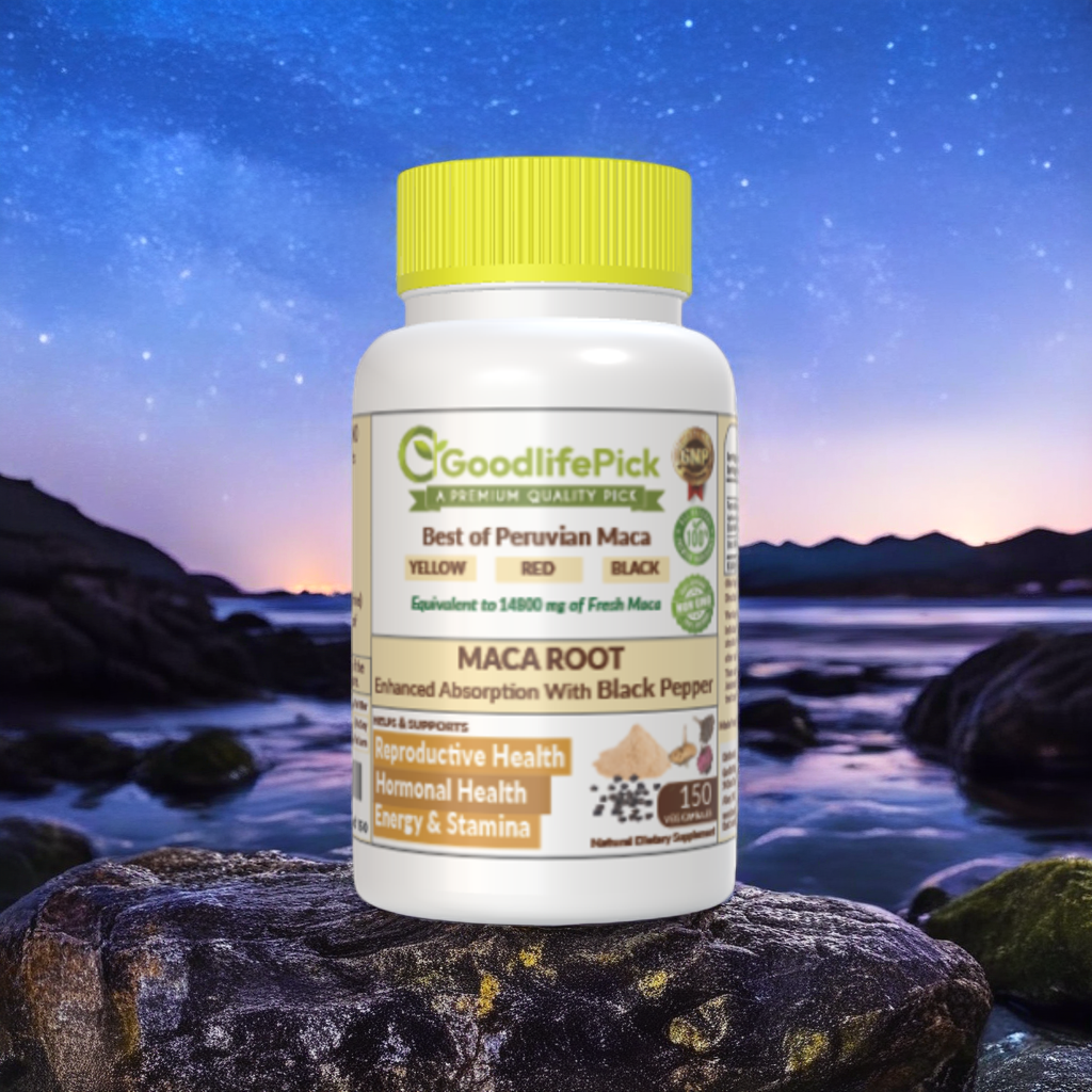 Best Maca Root Capsules with Black Pepper-150 capsules from Peruvian Yellow Maca , Red Maca & Black Maca.